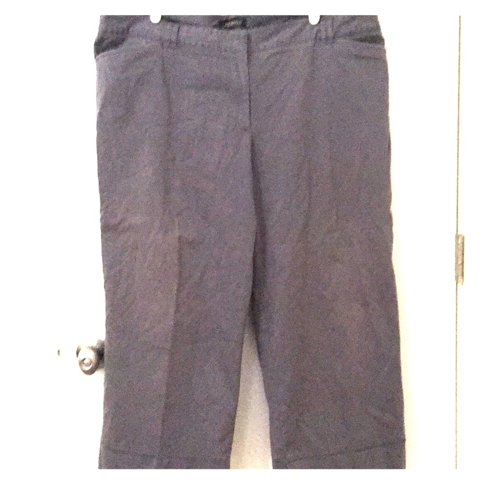 Lane Bryant Charcoal and White Pin Striped Capris